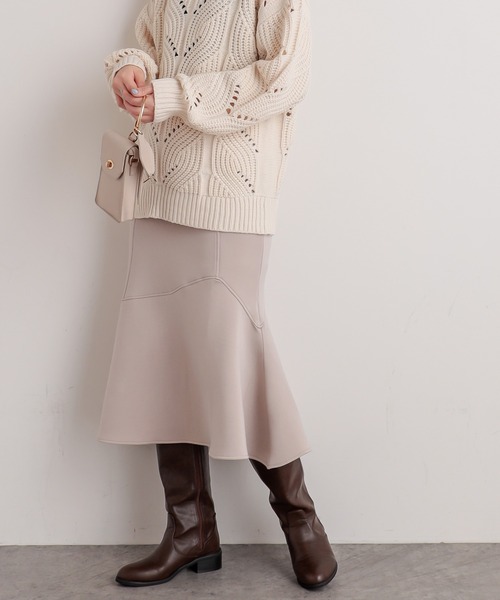 natural couture（ナチュラルクチュール）の「マシュマロマーメイドスカート（スカート・レディース・ミント/ピンク/ライトベージュ/アイボリー/ブラック・FREE）」の4枚目の写真