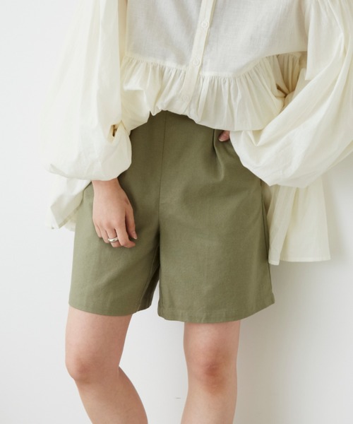 Auntie Rosa Holiday（アンティローザホリデー）の「リネンハーフパンツ（その他パンツ・レディース・カーキ/ブラック/ナチュラル/ブルー・FREE）」の3枚目の写真