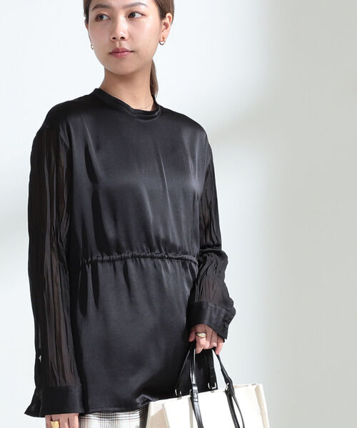 Ray BEAMS（レイビームス）の「Ray BEAMS / サテン ワッシャー スリーブ ブラウス（シャツ/ブラウス・レディース・オフホワイト/ブラック・ONE SIZE）」の10枚目の写真