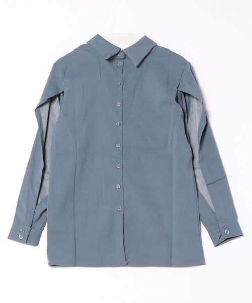 STYLEBLOCK(スタイルブロック)の「起毛スリットスリーブブラウス(シャツ/ブラウス・レディース・ピンク/ライトグレー/ライトベージュ/ブルー/グリーン系その他・M)」の6枚目の写真