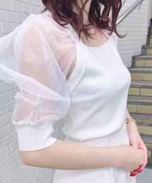 袖シアーニット