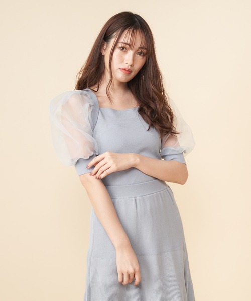 MIIA(ミーア)の「袖シアーニット(ニット/セーター・レディース・ブラック/ブルー/オフホワイト・FREE)」の3枚目の写真