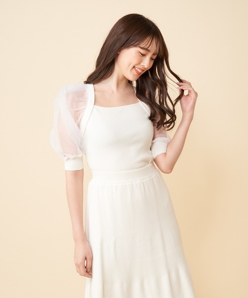 MIIA(ミーア)の「袖シアーニット(ニット/セーター・レディース・ブラック/ブルー/オフホワイト・FREE)」の10枚目の写真