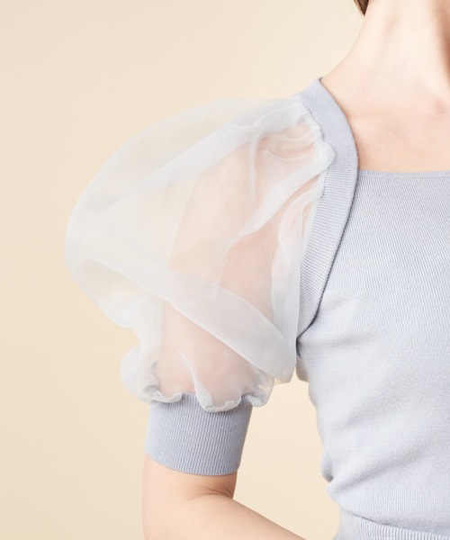 MIIA(ミーア)の「袖シアーニット(ニット/セーター・レディース・ブラック/ブルー/オフホワイト・FREE)」の7枚目の写真