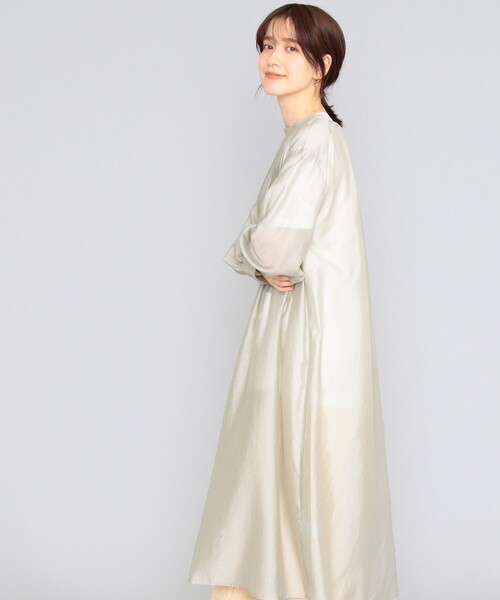 SHARE PARK（シェアパーク）の「【洗える】シアシェリシフォンワンピース（ワンピース・レディース・ライトグレー系/アイボリー系/サックスブルー系・1）」の12枚目の写真