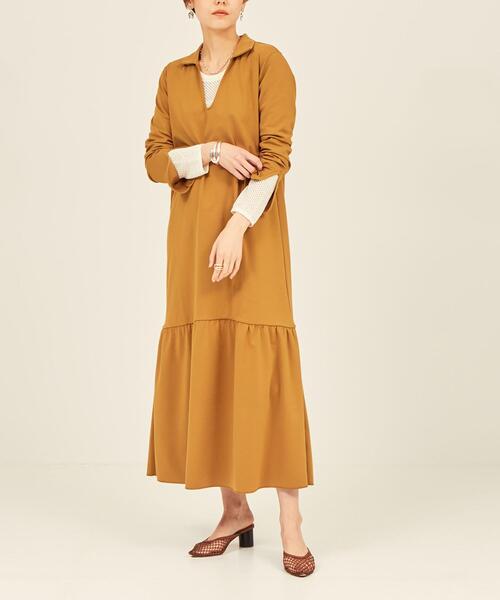 BRACTMENT(ブラクトメント)の「『BRACTMENT(ブラクトメント)』 BM 襟付き ティアードワンピース(ワンピース・レディース・ダークグレー/モカ・FREE)」の2枚目の写真