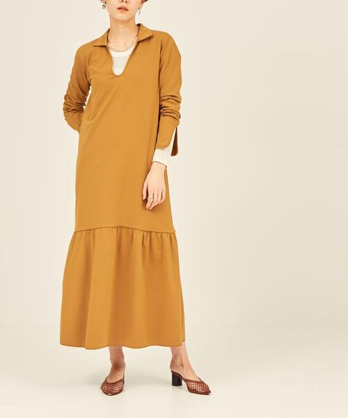 BRACTMENT(ブラクトメント)の「『BRACTMENT(ブラクトメント)』 BM 襟付き ティアードワンピース(ワンピース・レディース・ダークグレー/モカ・FREE)」の13枚目の写真