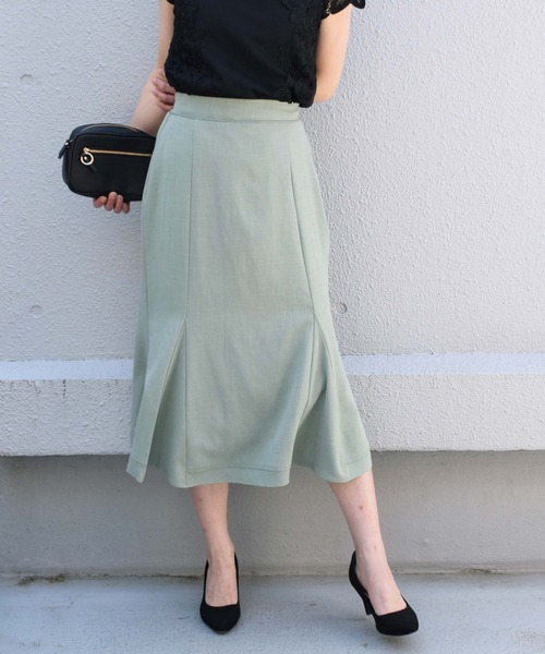 PICCIN（ピッチン）の「ラメメランジリネンライクミディスカート（スカート・レディース・ベージュ/グリーン/ブルー/マスタード・M）」の2枚目の写真