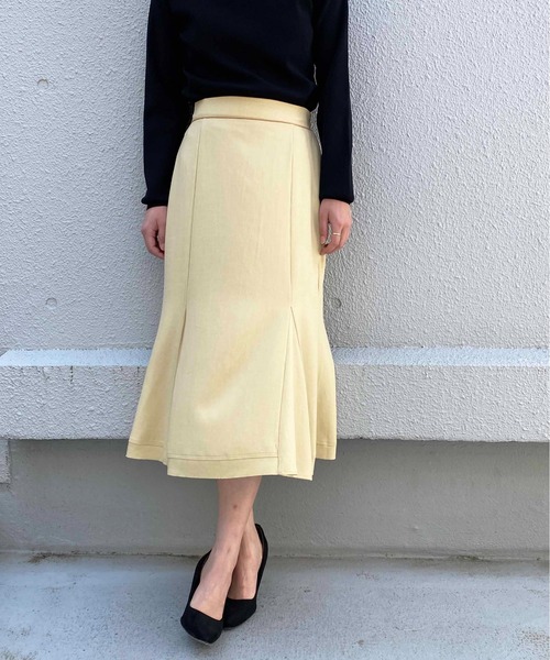 PICCIN（ピッチン）の「ラメメランジリネンライクミディスカート（スカート・レディース・ベージュ/グリーン/ブルー/マスタード・M）」の4枚目の写真