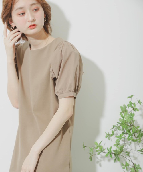 SENSE OF PLACE by URBAN RESEARCH（センスオブプレイスバイアーバンリサーチ）の「ボリュームスリーブドッキングワンピース（ワンピース・レディース・ライトブルー/ブラック/モカ・ONE）」の4枚目の写真
