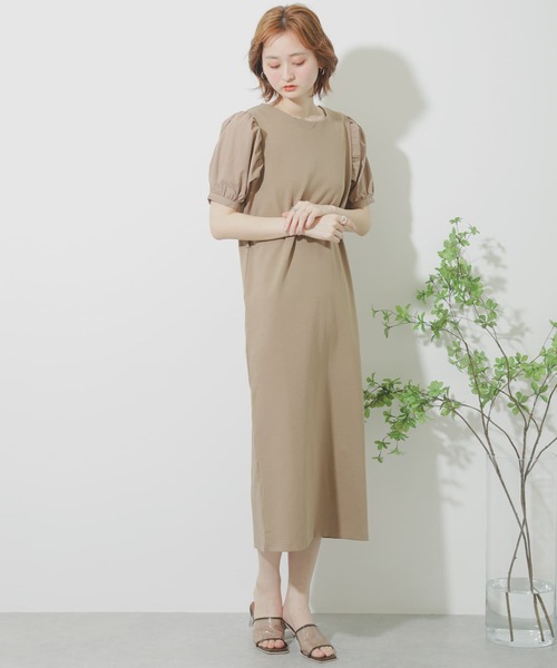 SENSE OF PLACE by URBAN RESEARCH（センスオブプレイスバイアーバンリサーチ）の「ボリュームスリーブドッキングワンピース（ワンピース・レディース・ライトブルー/ブラック/モカ・ONE）」の6枚目の写真