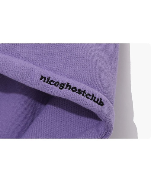 NICE GHOST CLUB(ナイスゴーストクラブ)の「『NICE GHOST CLUB/ナイスゴーストクラブ』3 GHOST LOGO HOODIE/ゴースト ロゴフーディー(パーカー・レディース・パープル・M/L)」の4枚目の写真