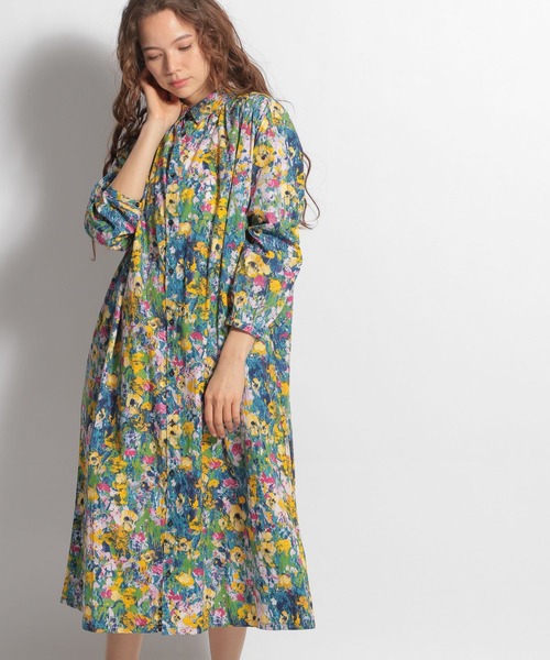 ichi（イチ）の「【ichi(イチ)】ペイントフラワー柄ワンピース（ワンピース・レディース・ピンク/ブルー・FREE）」の2枚目の写真