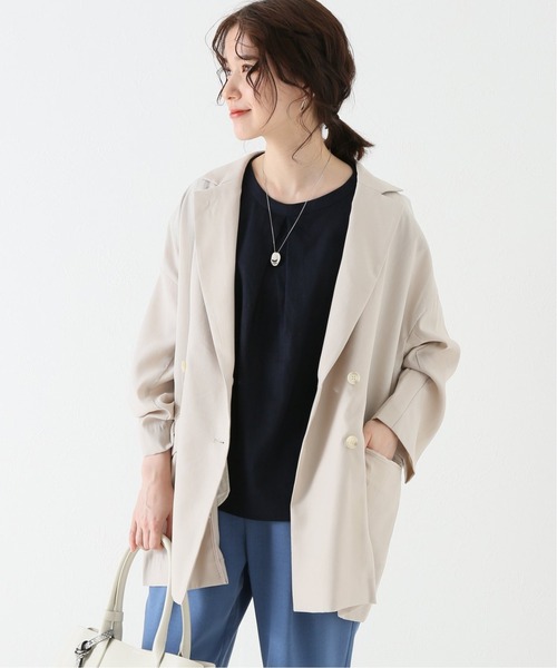 Simplicite(サンプリシテ)の「ダブルオーバージャケット(テーラードジャケット・レディース・ベージュ/ブラウン/カーキ・FREE)」の2枚目の写真
