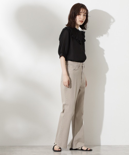 N.(N. Natural Beauty Basic)(エヌエヌナチュラルビューティーベーシック)の「スタンドネックフリルブラウス(シャツ/ブラウス・レディース・ホワイト/ブラック系その他/ブルー系その他・MEDIUM)」の17枚目の写真