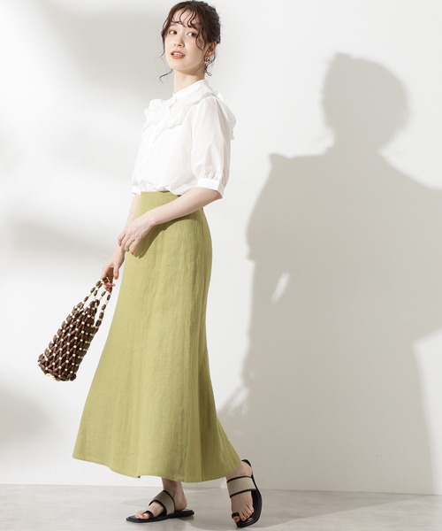 N.(N. Natural Beauty Basic)(エヌエヌナチュラルビューティーベーシック)の「スタンドネックフリルブラウス(シャツ/ブラウス・レディース・ホワイト/ブラック系その他/ブルー系その他・MEDIUM)」の14枚目の写真