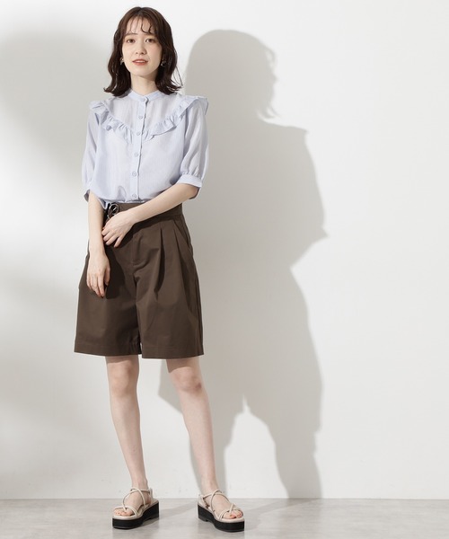 N.(N. Natural Beauty Basic)(エヌエヌナチュラルビューティーベーシック)の「スタンドネックフリルブラウス(シャツ/ブラウス・レディース・ホワイト/ブラック系その他/ブルー系その他・MEDIUM)」の11枚目の写真