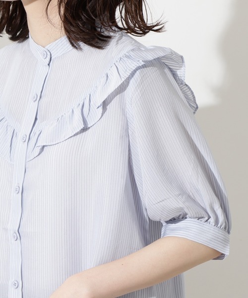 N.(N. Natural Beauty Basic)(エヌエヌナチュラルビューティーベーシック)の「スタンドネックフリルブラウス(シャツ/ブラウス・レディース・ホワイト/ブラック系その他/ブルー系その他・MEDIUM)」の18枚目の写真
