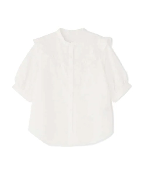 N.(N. Natural Beauty Basic)(エヌエヌナチュラルビューティーベーシック)の「スタンドネックフリルブラウス(シャツ/ブラウス・レディース・ホワイト/ブラック系その他/ブルー系その他・MEDIUM)」の4枚目の写真