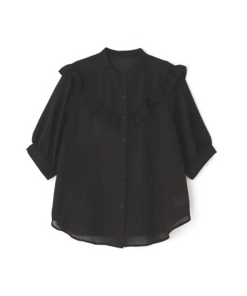 N.(N. Natural Beauty Basic)(エヌエヌナチュラルビューティーベーシック)の「スタンドネックフリルブラウス(シャツ/ブラウス・レディース・ホワイト/ブラック系その他/ブルー系その他・MEDIUM)」の6枚目の写真