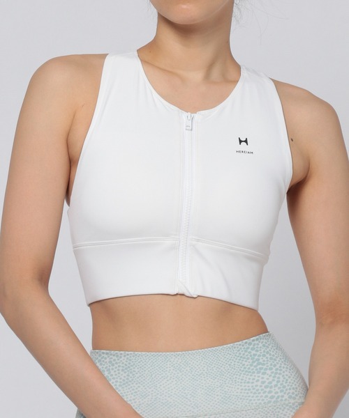 Hereiam フロントzipブラtop