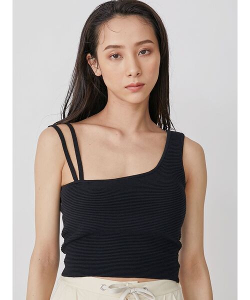 EVRIS（エヴリス）の「アシメストラップニットビスチェ（Tシャツ/カットソー・レディース・ブラック/パープル/カーキ/アイボリー・FREE）」の6枚目の写真