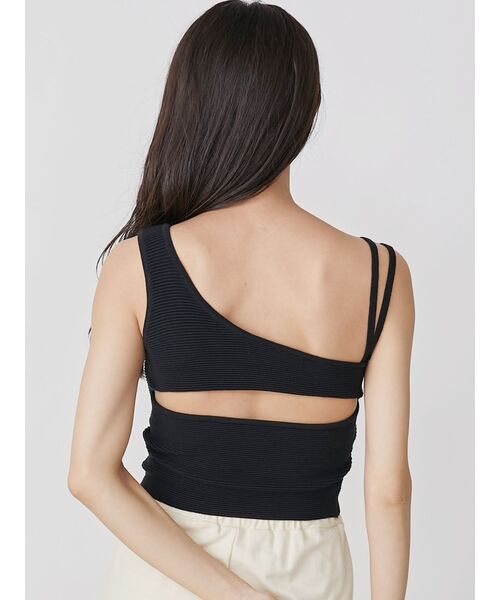 EVRIS（エヴリス）の「アシメストラップニットビスチェ（Tシャツ/カットソー・レディース・ブラック/パープル/カーキ/アイボリー・FREE）」の7枚目の写真