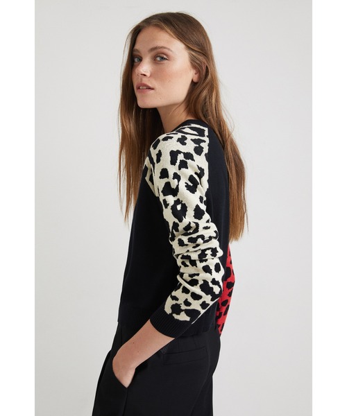 Desigual(デシグアル)の「アニマルプリント袖 セーター CARLYN(ニット/セーター・レディース・ブラック・2L/SS/S/M/L)」の6枚目の写真