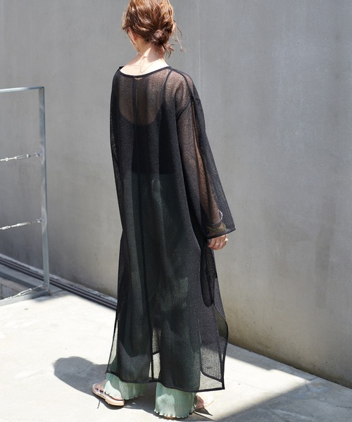 DISCOAT（ディスコート）の「【前後2WAY】メッシュカフタンワンピース（ワンピース・レディース・オフホワイト/アイボリー/ブラック・FREE）」の3枚目の写真