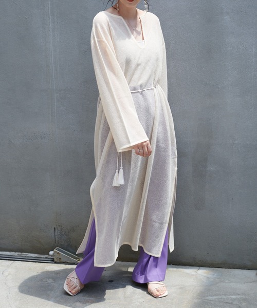 DISCOAT（ディスコート）の「【前後2WAY】メッシュカフタンワンピース（ワンピース・レディース・オフホワイト/アイボリー/ブラック・FREE）」の13枚目の写真