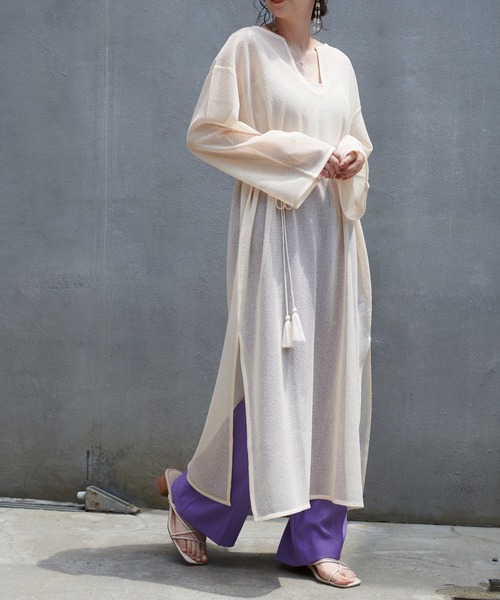 DISCOAT（ディスコート）の「【前後2WAY】メッシュカフタンワンピース（ワンピース・レディース・オフホワイト/アイボリー/ブラック・FREE）」の14枚目の写真