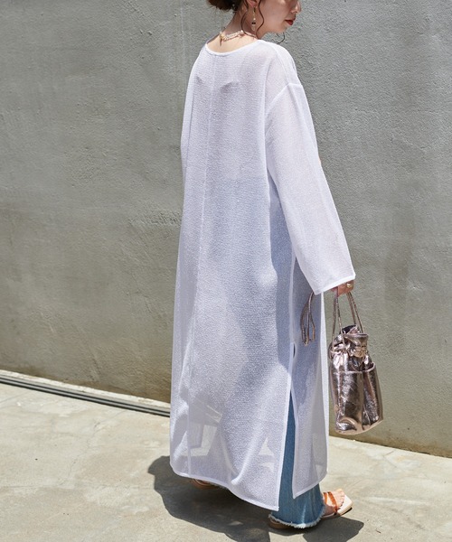 DISCOAT（ディスコート）の「【前後2WAY】メッシュカフタンワンピース（ワンピース・レディース・オフホワイト/アイボリー/ブラック・FREE）」の5枚目の写真