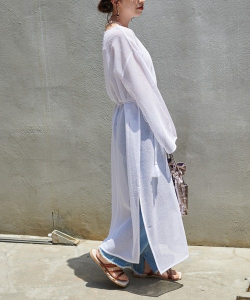 DISCOAT（ディスコート）の「【前後2WAY】メッシュカフタンワンピース（ワンピース・レディース・オフホワイト/アイボリー/ブラック・FREE）」の8枚目の写真