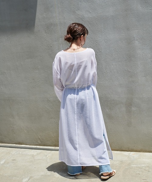 DISCOAT（ディスコート）の「【前後2WAY】メッシュカフタンワンピース（ワンピース・レディース・オフホワイト/アイボリー/ブラック・FREE）」の9枚目の写真