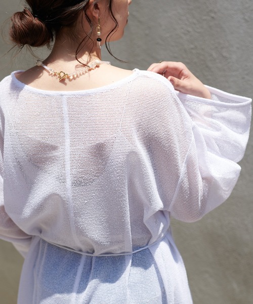 DISCOAT（ディスコート）の「【前後2WAY】メッシュカフタンワンピース（ワンピース・レディース・オフホワイト/アイボリー/ブラック・FREE）」の11枚目の写真