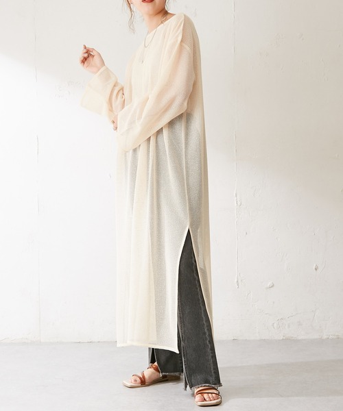 DISCOAT（ディスコート）の「【前後2WAY】メッシュカフタンワンピース（ワンピース・レディース・オフホワイト/アイボリー/ブラック・FREE）」の21枚目の写真