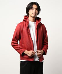 HIDEAWAYS NICOLE | レザー調プリントスウェード　フード付きスタンドブルゾン(ブルゾン)