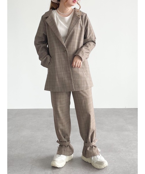 SLURR（スラ―）の「【non-no 11月号掲載】チェックロング丈テーラージャケット(セットアップ)（テーラードジャケット・レディース・チェック・FREE）」の7枚目の写真