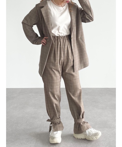 SLURR（スラ―）の「【non-no 11月号掲載】チェックロング丈テーラージャケット(セットアップ)（テーラードジャケット・レディース・チェック・FREE）」の9枚目の写真