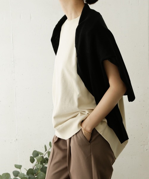 URBAN RESEARCH DOORS（アーバンリサーチドアーズ）の「ルーズフレンチスリーブプルオーバー（Tシャツ/カットソー・レディース・チャコールグレー/カーキ/ライトベージュ・ONE）」の15枚目の写真