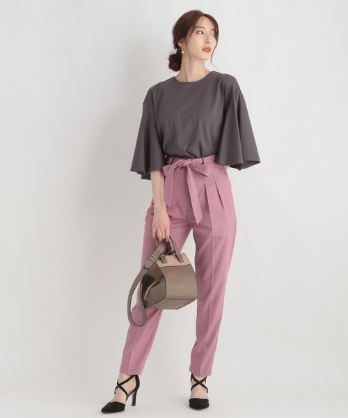 Andemiu（アンデミュウ）の「ソデフレアＴ219780（Tシャツ/カットソー・レディース・チャコールグレー/オフホワイト/ピンク/モカ・FREE）」の10枚目の写真