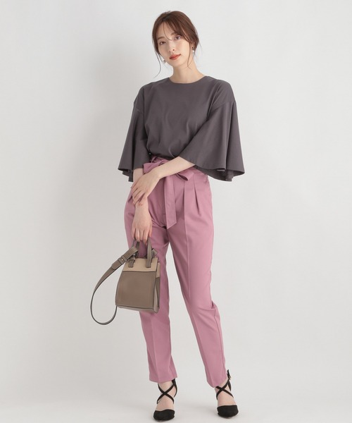 Andemiu（アンデミュウ）の「ソデフレアＴ219780（Tシャツ/カットソー・レディース・チャコールグレー/オフホワイト/ピンク/モカ・FREE）」の13枚目の写真