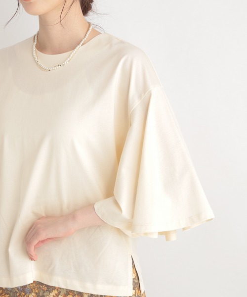 Andemiu（アンデミュウ）の「ソデフレアＴ219780（Tシャツ/カットソー・レディース・チャコールグレー/オフホワイト/ピンク/モカ・FREE）」の11枚目の写真