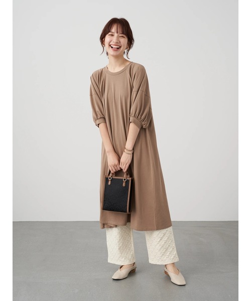 earth music&ecology（アースミュージックアンドエコロジー）の「スクエアジャガードバッグ ＊（トートバッグ・レディース・アイボリー/ブラック・FREE）」の6枚目の写真