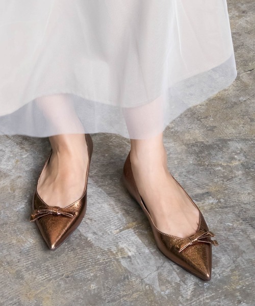 RANDA（ランダ）の「2WAY ソフト リボンデザインフラットパンプス（パンプス・レディース・ブラック/ブロンズ/レオパード/イエロー・22/22.5/24.5/23/24/25/23.5/25.5）」の4枚目の写真