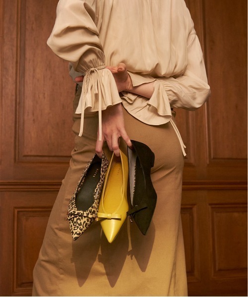 RANDA（ランダ）の「2WAY ソフト リボンデザインフラットパンプス（パンプス・レディース・ブラック/ブロンズ/レオパード/イエロー・22/22.5/24.5/23/24/25/23.5/25.5）」の5枚目の写真