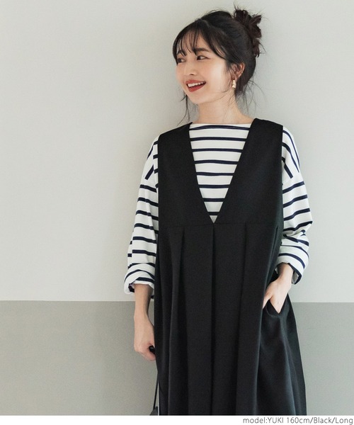 coca（coca）（コカ）の「2WAYマキシ丈ジャンパースカート（ワンピース・レディース・ブラック/ベージュ・SHORT/LONG）」の5枚目の写真