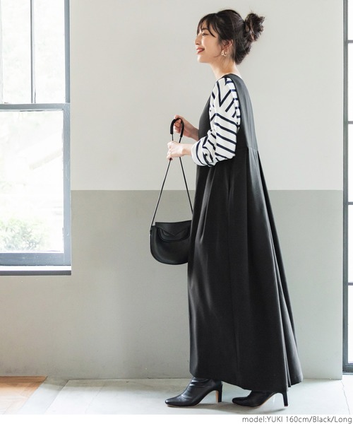 coca（coca）（コカ）の「2WAYマキシ丈ジャンパースカート（ワンピース・レディース・ブラック/ベージュ・SHORT/LONG）」の3枚目の写真