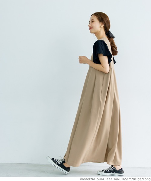 coca（coca）（コカ）の「2WAYマキシ丈ジャンパースカート（ワンピース・レディース・ブラック/ベージュ・SHORT/LONG）」の20枚目の写真