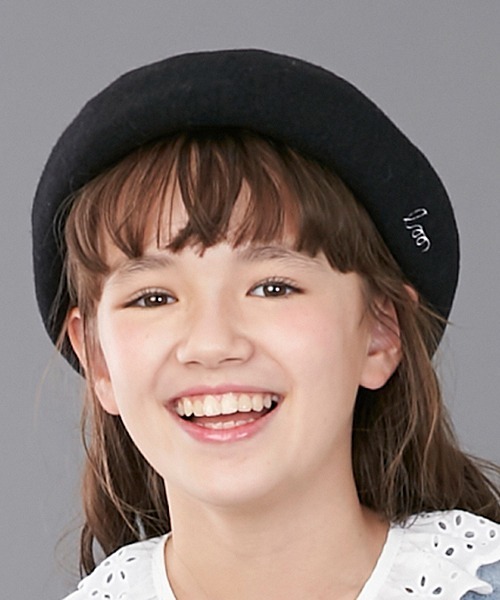 Lycee mine(リセマイン)の「ベレー帽(ハンチング/ベレー帽・キッズ・モカ/ブラック・FREE)」の1枚目の写真